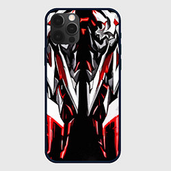 Чехол для iPhone 12 Pro Max Белый и красный металл, цвет: 3D-черный
