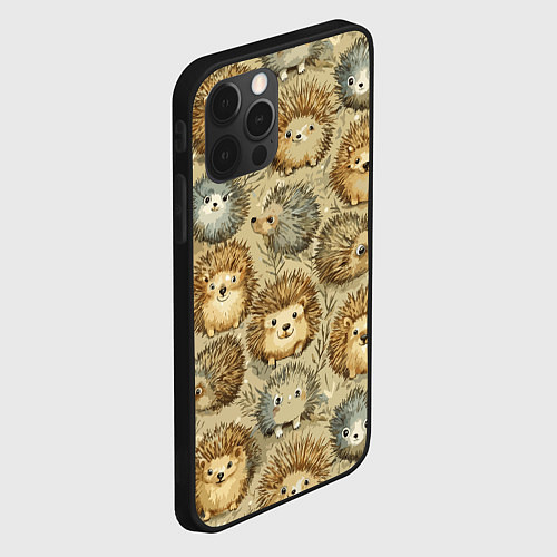 Чехол iPhone 12 Pro Max Паттерн лесной ежик / 3D-Черный – фото 2