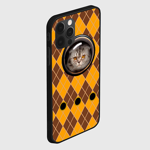 Чехол iPhone 12 Pro Max Аргайл кот в переноске / 3D-Черный – фото 2