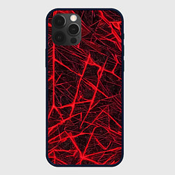 Чехол iPhone 12 Pro Max Красная паутина на чёрном фоне
