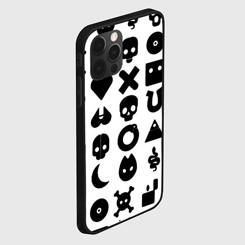 Чехол iPhone 12 Pro Max Love death robots pattern white / 3D-Черный – фото 2