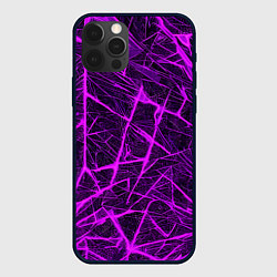 Чехол для iPhone 12 Pro Max Фиолетовая паутина на чёрном фоне, цвет: 3D-черный