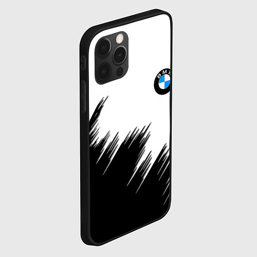 Чехол iPhone 12 Pro Max BMW чёрные штрихи текстура / 3D-Черный – фото 2