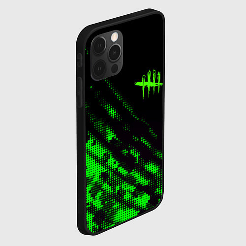 Чехол iPhone 12 Pro Max Dead by daylight green neon / 3D-Черный – фото 2