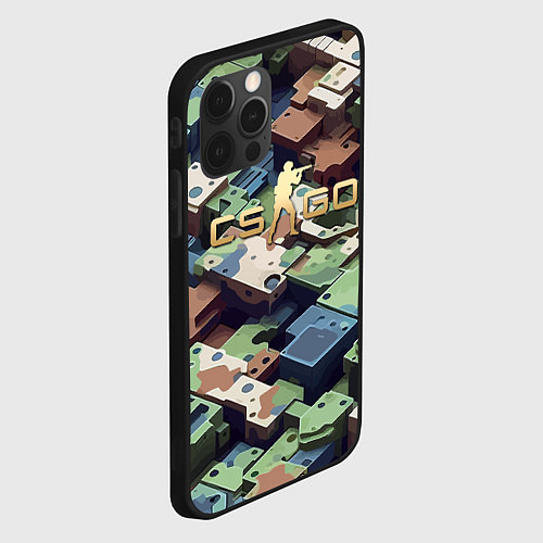 Чехол iPhone 12 Pro Max Контр Страйк - милитари паттерн / 3D-Черный – фото 2