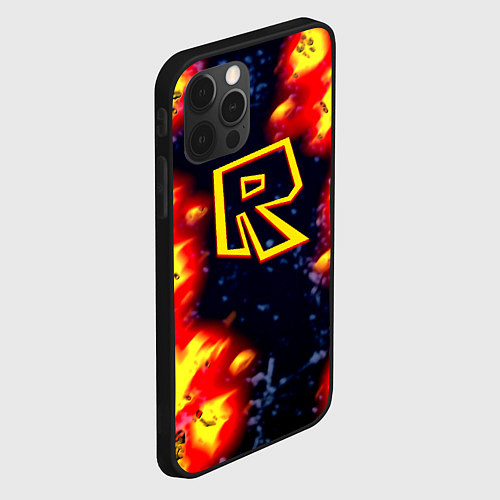 Чехол iPhone 12 Pro Max Roblox огенное лого / 3D-Черный – фото 2