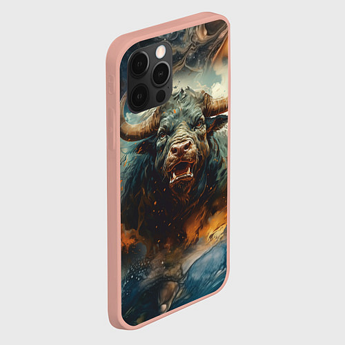 Чехол iPhone 12 Pro Max Дикий бык / 3D-Светло-розовый – фото 2