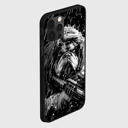 Чехол iPhone 12 Pro Max Английский бульдог солдат / 3D-Черный – фото 2