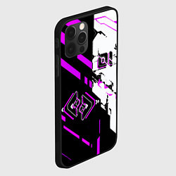 Чехол для iPhone 12 Pro Max Розовые и чёрные техно линии, цвет: 3D-черный — фото 2