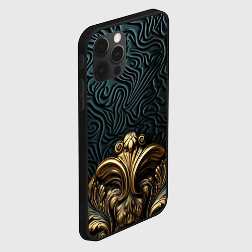 Чехол iPhone 12 Pro Max Объемная лепнина на темном фоне / 3D-Черный – фото 2