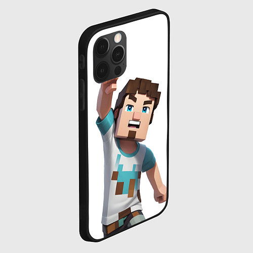 Чехол iPhone 12 Pro Max Майнкрафт Стив с кулаком / 3D-Черный – фото 2