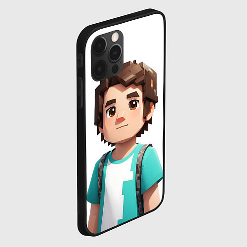 Чехол iPhone 12 Pro Max Майнкрафт мальчик Стив / 3D-Черный – фото 2