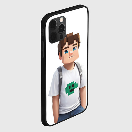 Чехол iPhone 12 Pro Max Майнкрафт Стив парень Стив / 3D-Черный – фото 2