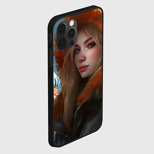 Чехол iPhone 12 Pro Max Русская девушка в стиле аниме Москва / 3D-Черный – фото 2