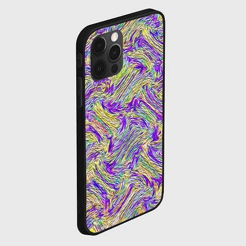 Чехол iPhone 12 Pro Max Абстрактная разноцветная вязка / 3D-Черный – фото 2