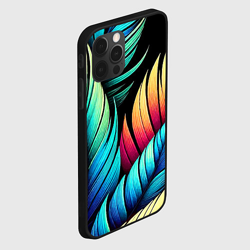 Чехол iPhone 12 Pro Max Color feathers - neon / 3D-Черный – фото 2