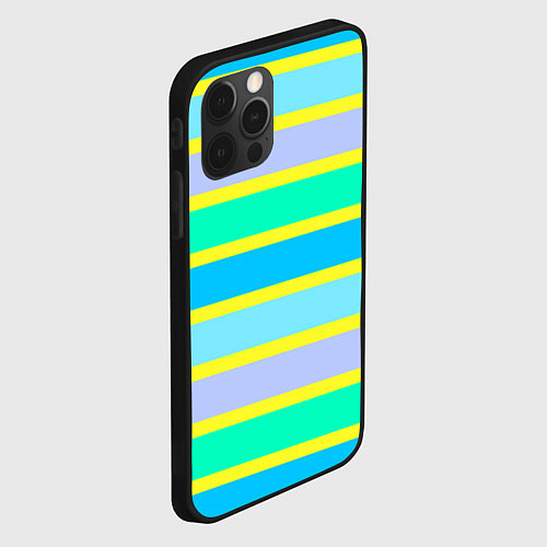 Чехол iPhone 12 Pro Max Неоновые в желтую полоску / 3D-Черный – фото 2