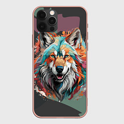 Чехол для iPhone 12 Pro Max Голова яркого волка, цвет: 3D-светло-розовый