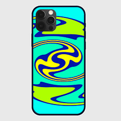 Чехол для iPhone 12 Pro Max Скрученные неоновые линии, цвет: 3D-черный