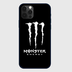 Чехол для iPhone 12 Pro Max Monster energy белое лого, цвет: 3D-черный