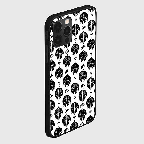 Чехол iPhone 12 Pro Max Монстера и линии / 3D-Черный – фото 2