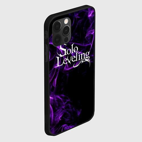 Чехол iPhone 12 Pro Max Поднятие уровня в одиночку - фиолетовое пламя / 3D-Черный – фото 2