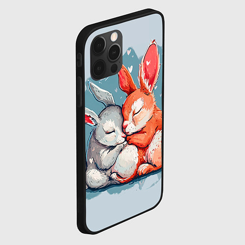 Чехол iPhone 12 Pro Max Влюбленные зайчики 14 февраля / 3D-Черный – фото 2