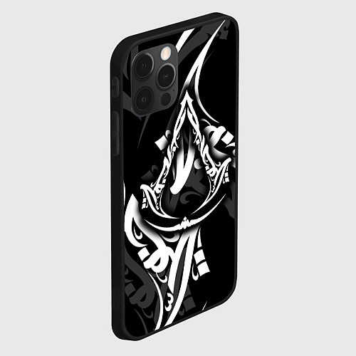 Чехол iPhone 12 Pro Max Assassins Creed: Mirage - каллиграфия / 3D-Черный – фото 2