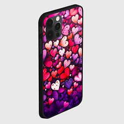 Чехол для iPhone 12 Pro Max Множество сердец, цвет: 3D-черный — фото 2