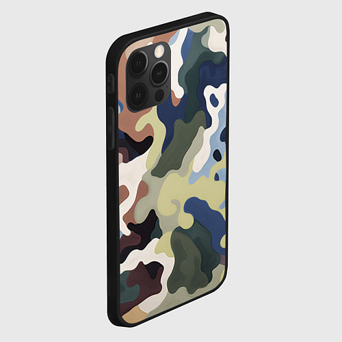 Чехол iPhone 12 Pro Max Камуфляж милитари / 3D-Черный – фото 2