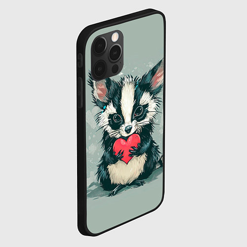 Чехол iPhone 12 Pro Max Пушистый зверек с сердечком / 3D-Черный – фото 2