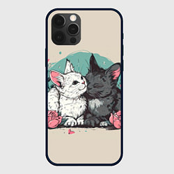 Чехол для iPhone 12 Pro Max 14 февраля влюбленные котики, цвет: 3D-черный