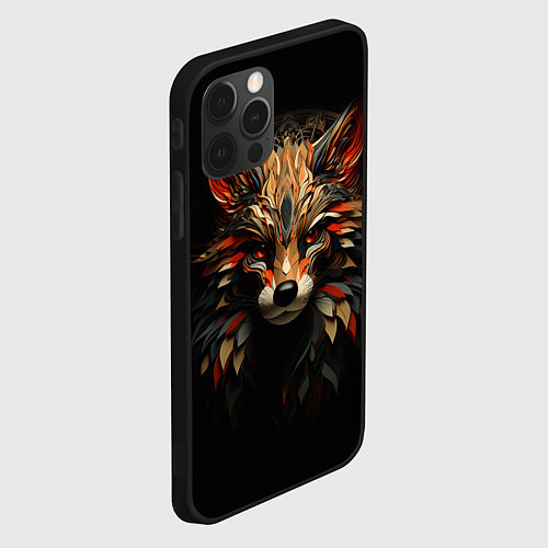 Чехол iPhone 12 Pro Max Красавец лис мозаика / 3D-Черный – фото 2