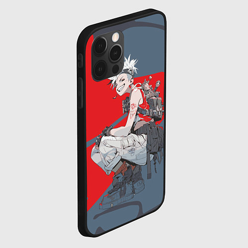 Чехол iPhone 12 Pro Max Боевая девушка на приседе / 3D-Черный – фото 2