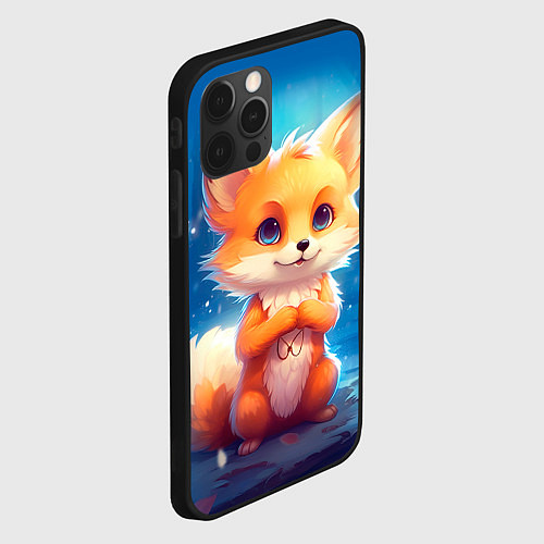 Чехол iPhone 12 Pro Max Рыжая милая лисичка / 3D-Черный – фото 2