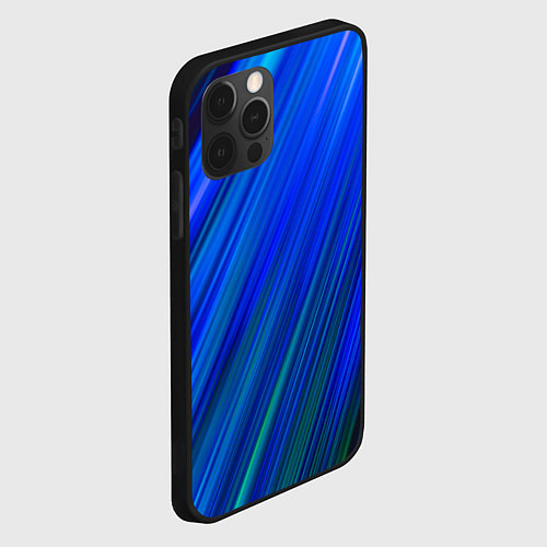 Чехол iPhone 12 Pro Max Неоновые синии линии / 3D-Черный – фото 2