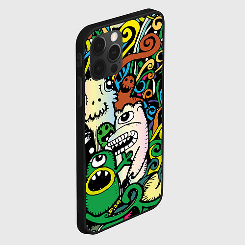 Чехол iPhone 12 Pro Max Сумасшедшие монстры / 3D-Черный – фото 2