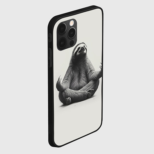 Чехол iPhone 12 Pro Max Ленивиц в позе лотоса / 3D-Черный – фото 2