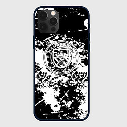 Чехол для iPhone 12 Pro Max Manchester City краски чёрно белые, цвет: 3D-черный