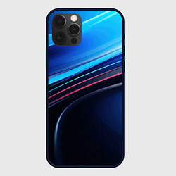 Чехол iPhone 12 Pro Max Синяя и черная абстракция геометрическая