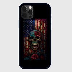 Чехол для iPhone 12 Pro Max Skull - USA, цвет: 3D-черный