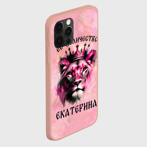 Чехол iPhone 12 Pro Max Её величество Екатерина - львица / 3D-Светло-розовый – фото 2