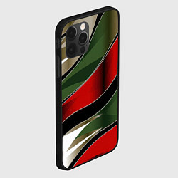 Чехол для iPhone 12 Pro Max Белые зеленые и красные полосы, цвет: 3D-черный — фото 2