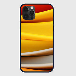Чехол для iPhone 12 Pro Max Желтая абстракция с оранжевой волной, цвет: 3D-черный