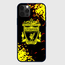 Чехол для iPhone 12 Pro Max Liverpool жёлтые краски текстура, цвет: 3D-черный