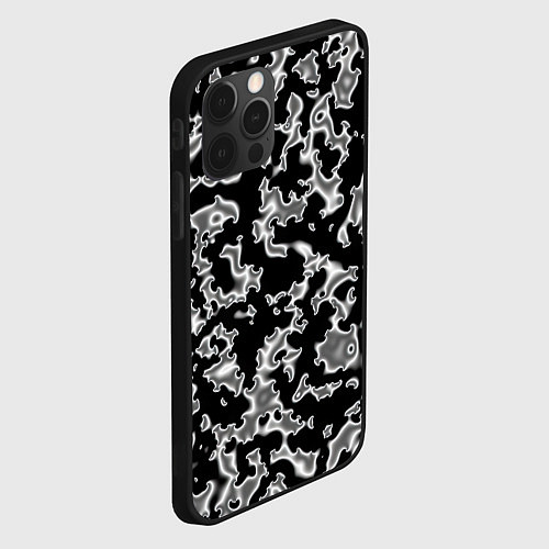 Чехол iPhone 12 Pro Max Капли жидкого металла - камуфляж на чёрном / 3D-Черный – фото 2