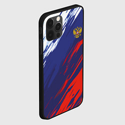 Чехол для iPhone 12 Pro Max Россия Sport брызги красок триколор, цвет: 3D-черный — фото 2