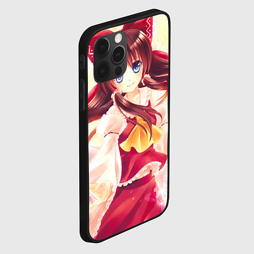 Чехол iPhone 12 Pro Max Touhou Project Рейму улыбается / 3D-Черный – фото 2