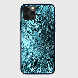 Чехол для iPhone 12 Pro Max Эффект жидкого стекла бирюзовый, цвет: 3D-черный
