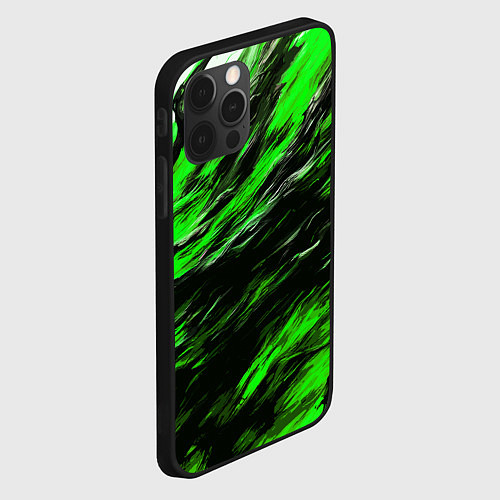 Чехол iPhone 12 Pro Max Чёрная и зелёная буря / 3D-Черный – фото 2